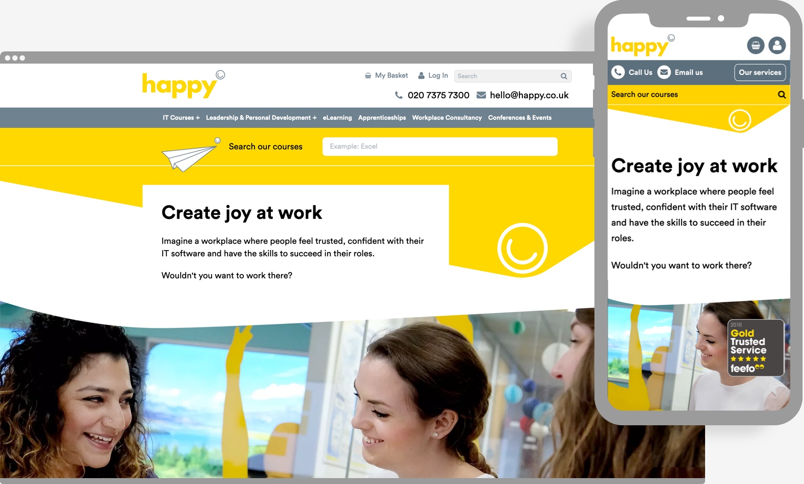 Image of new Happy website